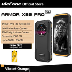 Armor X32 Pro 5G Rugged Phone Android  Waterproof Smartphone Up to 16GB RAM 256GB ROM  5.65”Dimensity 6300 NFC Mobile Phone