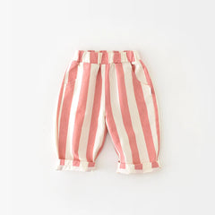 MILANCEL Spring New High Waist Cool Kids Baby Stripe Pants Korean Style Casual Children School Trousers Outwear Clothing