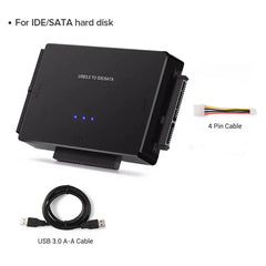 محول محرك الأقراص الصلبة SATA/IDE إلى USB 3.0 لمحول محرك الأقراص الصلبة العالمي 2.5/3.5 بوصة IDE SATA HDD SSD مع محول طاقة 12 فولت 2 أمبير