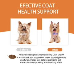 30 Soft Chews Skin & Coat Supplement for Dogs with Omega 3, 9 & Vitamin E For Fur  Health Support（Beef flavor）