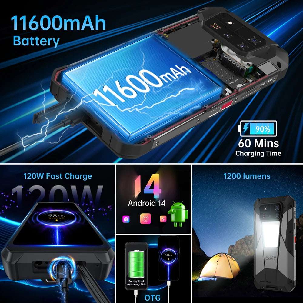 【World premiere】Unihertz by 8849 Tank 4 pro Smartphone 5G with 720P Projector Dimensity 8300 36GB+1TB Cellphone 3k AMOLED