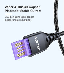 كابل USB صغير 5A من USLION كابل شحن سريع USB إلى Micro USB 2.0 سلك شحن Android لهاتف Samsung Galaxy S7 S6 Note