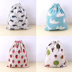 Pet Toys & Snacks Storage Cotton Linen Fabric Pouch Drawstring Bag Cute Kids Travel Cloth Shoes Storage Bag Makeup Case Gift Bag