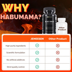 HABUMAMA Black Maca Booster for Men - Maca Supplements for Health, Energy & Endurance, Muscle Mass