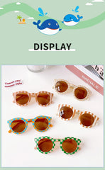 2023 New Kids Cute Checker Panel Color Round UV400 Sunglasses Baby Girls Outdoor Sun Protection Sunglasses Children Sun Glasses