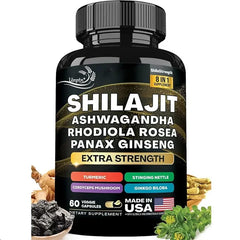 Shilajit 9000 Panax Ginseng South African Drunken Solanum, Rhodiola, Turmeric, Ginkgo, Urticata, Cordyceps, Mushroom