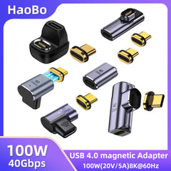 محول شحن USB 4.0 مغناطيسي سريع 100 وات من النوع C OTG 40 جيجابايت في الثانية لنقل البيانات لأجهزة الكمبيوتر اللوحية والهواتف وأجهزة الكمبيوتر المحمولة Macbook Air Pro