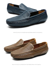 Summer Luxury Brand Men Casual Shoes Soft Genuine Leather Mens Loafers Moccasins Italian Designer Breathable Slip on Boat Shoes
