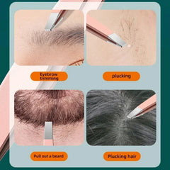 4pcs Premium Stainless Steel Tweezers Set - Expertly Remove Unwanted Hair, Splinters, and Ingrown Hairs,