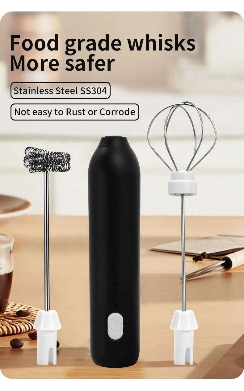 UPGRADED Electric Coffee Frother/MILK Whisk+Egg Beater MINI Food Blender USB Rechargeable Handheld Three Speeds Espresso Tools