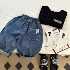 Boys Girls Toddlers Loose Pants Fashion Summer Baby Boys and Girls Baby Foreign Denim Pants New Arrival 2025