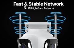 كاميرا IP خارجية ثلاثية العدسات PTZ بدقة 6K عالية الدقة وكاميرا أمان ثلاثية الشاشات مزودة بخاصية WiFi وتتبع تلقائي وكاميرا CCTV لاسلكية مزدوجة العدسات بدقة 4K iCsee