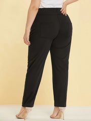 Autumn and winter new women's plus size knitted fabric casual models slit design straight trousers