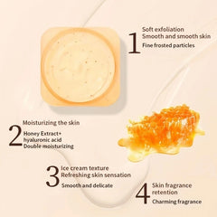 Honey Exfoliating Purifying Scrub 500g, Rich in Honey Extract, Charming Aroma, Long-Lasting Fragrance, Ice Cream Texture, Refreshing Skin Tactile, Rub Texture Delicate Scrub Particles Can Effectively Deeply Clean the Skin, Th
