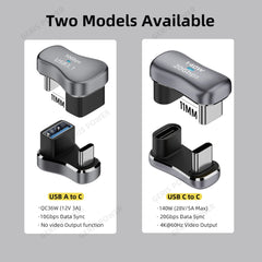 180 Degree Angle USB C Adapter Type C Male to Female 20Gbps PD 140W Fast Charging Converter Adapter for Steam Deck Accessories