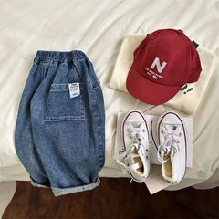 Boys Girls Toddlers Loose Pants Fashion Summer Baby Boys and Girls Baby Foreign Denim Pants New Arrival 2025