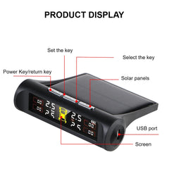 Tire Pressure Monitoring System Temperature Warning New C External Battery Version Sensors Solar TPMS Car Tyre Pressure Monitor
