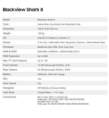 Blackview SHARK 8 Machine Android 13 8GB 128GB/256GB G99 6.78'' 120Hz 2.4K Display 64MP Camera