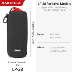 حقيبة عدسات كاميرا جديدة من AMBITFUL، حقيبة برباط، مقاس SML XL، لكاميرا Canon Sony Nikon DSLR، حافظة أسطوانية للعدسات مزودة بخطاف