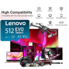 Lenovo 2TB Memory SD Card 1TB 512GB 256GB A2 U3 Micro TF SD Card 128GB High Speed MLC TF Card For Nintendo Switch Ps4 Games
