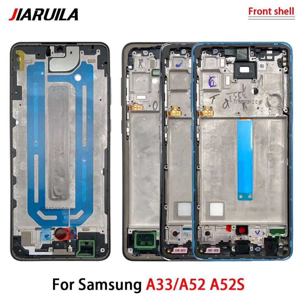 NEW For Samsung A33 A52 A52S A72 A52 5G A54 A73 Front Housing LCD Frame Bezel Plate Replacement Repair Part With Side Button