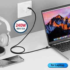 كابل USB 3.2 بسرعة 20 جيجابت في الثانية، 48 فولت، 5 أمبير، 240 واط، كابل USB C إلى Type-C 3.2 Gen2 لنقل البيانات، كابل USB C للقرص الصلب SSD، 4K، 60 هرتز، شحن سريع QC 3.0