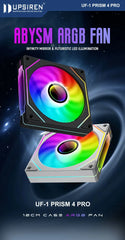 مروحة هيكل الكمبيوتر UPSIREN UF-1 PRISM 4 PRO 12 سم ARGB 4 Pin PWM مروحة تبريد هادئة 12 فولت حجم هواء كبير 45.2 CFM / 600-1500 دورة في الدقيقة