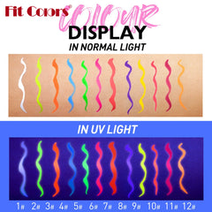 Fit Colors 12pcs/set colorful liquid UV waterproof Fluorescent Eyeliner Face Body Paint Pen long-lasting easy to remove