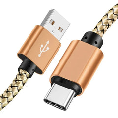 كابل بيانات نايلون شاحن سريع USB A إلى كابل شحن من النوع C لهاتف Huawei Samsung Android TypeC جهاز شحن 1 متر 2 متر 3 متر