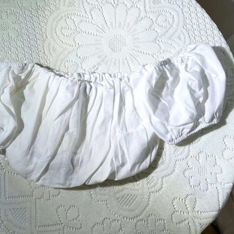 Fashion Baby Girl Cotton Tshirt Off Shoulder Candy Color Summer Child Short Blouse Puff Sleeve Crop Top Baby Clothes 1-7Y