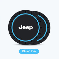 2PCS Car Coasters Water Cup Slots Non-Slip Mat Waterproof Cup Pad For Jeep Renegade Compass Grand Cherokee Wrangler JK Commander