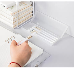 2023 Pencil Cases Pens Storage School Office Simple Matte Transparent Plastic Box Frosted White Stationery Supplies