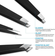 4PCS Tweezers Set Professional Makeup Tools Stainless Steel Tweezers for Eyebrows for Facial Hair and Ingrown Hair Removal