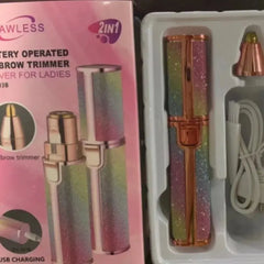 2 In1 Rechargeable Facial Hair Removal and Eyebrow Shaver - Face Lips Body Painless Facial Razor with Built-in LED Light USB