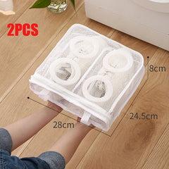 Portable Shoe Washing Bag Mesh Washing Machine Shoes Bag Anti-Deformation Zipper Laundry Bag for Travel Shoes Clothes Storage