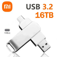 محرك أقراص فلاش USB 3.2 فائق السرعة من شاومي بسعة 16 تيرابايت، محرك أقراص USB 3.2 فائق السرعة لنقل المعادن، محرك أقراص USB مقاوم للماء من النوع C، محرك أقراص SSD USB