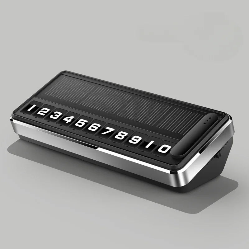 1PC Solar Car Phone Number Plate Led Lighting Temporary Parking Card Hidden Plates Car Park Stop Multiple Number Parking Gadgets