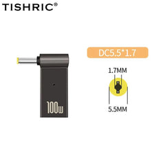TISHRIC Laptop Power Charger Supply Connector Adapter PD 100W 5A  USB Type-C Female to DC Male For HP/Lenovo/DELL