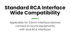 كابل صوت Aux من Rocoren مقاس 3.5 مم إلى 2RCA، محول مقسم من مقبس 3.5 مم إلى 2 RCA ذكر لصندوق التلفزيون ومكبر الصوت والفيديو وكابل سلك مكبر الصوت