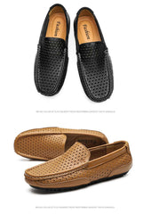 Summer Luxury Brand Men Casual Shoes Soft Genuine Leather Mens Loafers Moccasins Italian Designer Breathable Slip on Boat Shoes
