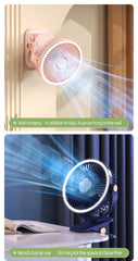 8000mAh Camping Fan Rechargeable Desktop Portable Air Circulator Wireless Ceiling Electric Fan With LED Light Clip-on Home Fan