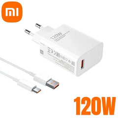 Xiaomi Original 120W Ultra Fast Charger QC 5.0 EU Plug 6A Type C Cable For IPhone Pro Max Samsung Rapid Charging Adapter 2025