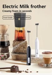 UPGRADED Electric Coffee Frother/MILK Whisk+Egg Beater MINI Food Blender USB Rechargeable Handheld Three Speeds Espresso Tools