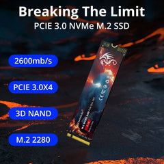SomnAmbulist SSD M2 NVME 128GB 256GB 512GB 1TB SSD M.2 2280 PCIe 3.0 محرك أقراص ذو حالة ثابتة داخلي لأجهزة الكمبيوتر المحمولة وسطح المكتب ووحدة التحكم في الألعاب