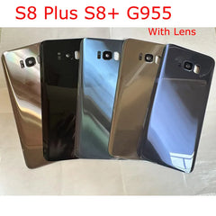مع عدسة جديدة لهاتف Samsung Galaxy S8+ S8 Plus G955 G955F غطاء خلفي للبطارية وباب خلفي ولوحة زجاجية ثلاثية الأبعاد وغطاء لاصق بديل