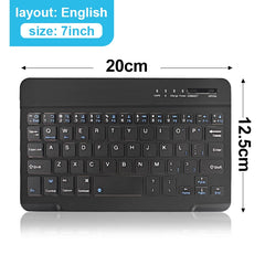 7/10inch Bluetooth Keyboard Wireless Keyboard Bluetooth Mini English Russian Keyboard Rechargeable For ipad Phone Tablet