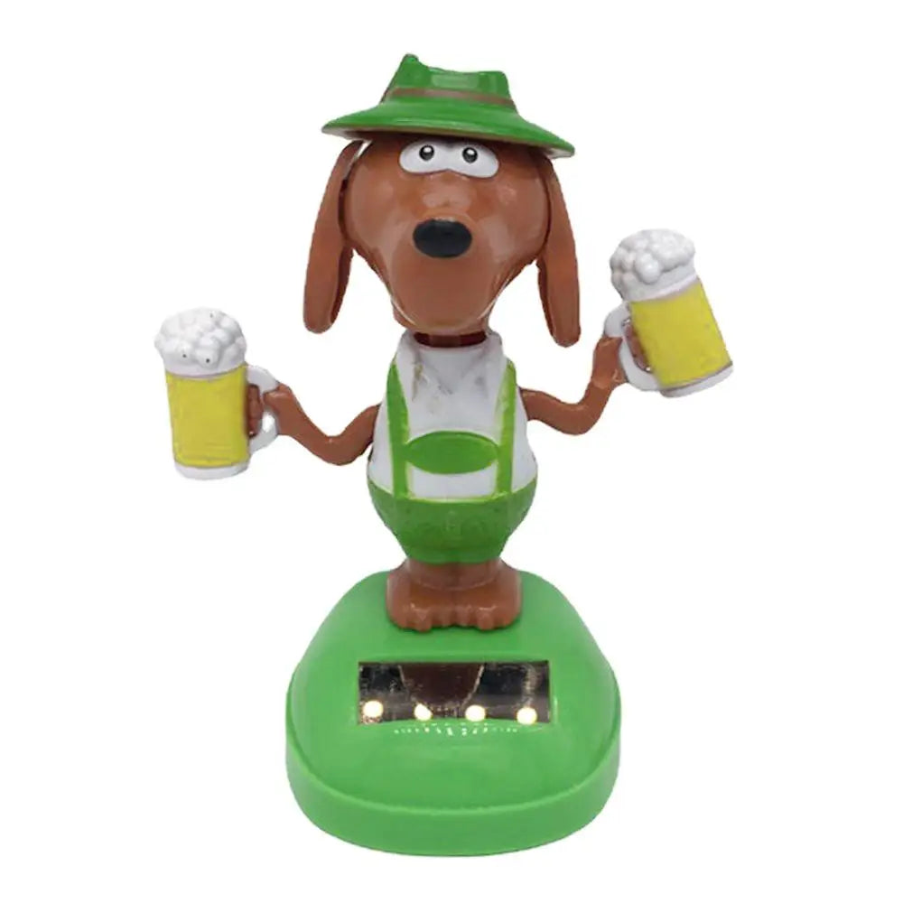 Car Decoration Bobble Head Toy Solar Powered Dancing Dog Solar Dashboard Doll Decoration Cute Dog Swinging Animated Dancer Toy