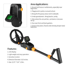 7.4 Inch Waterproof Kid Metal Detectors Gold Detector Lightweight Search Coil (24"-35") Adjustable Metal Detector for Junior