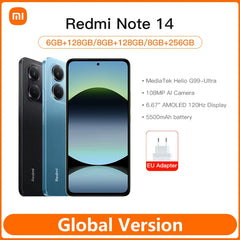 Global Version Xiaomi Redmi Note 14 MediaTek Helio G99-Ultra 108MP AI Camera 6.67" AMOLED 120Hz Display 5500mAh