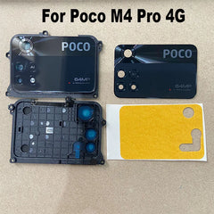 لكاميرا خلفية لهاتف Xiaomi Poco M4 Pro 4G عدسة زجاجية عدسة كاميرا زجاجية مع غطاء إطار قطع غيار الهواتف الذكية